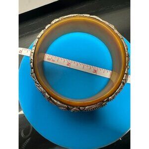 VTG Tibetan Silver Dragon on Bone Bangle Bracelet